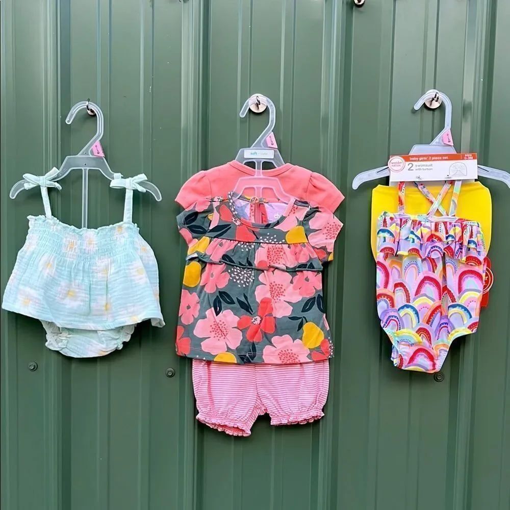Baby Summer Bundle Swimsuit T-Shirt Bloomers Bodysuit Tank Top 7-Piece Size 0-3M